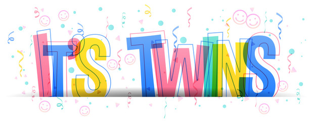 It's Twins colorful text letters on a white background. Vector illustration.
