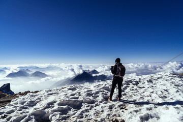 Zugspitze peak trip. Travel photography of the Bavarian alps on the German - Austrian border. 