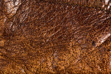 Old vintage genuine soft brown leather texture background, top layer with pores and scratches,...
