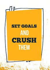 Set Goals success vector quote. Inspirational quote. Wisdom Sentence. Sport gym