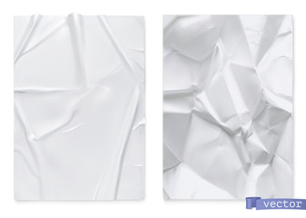 Crumpled sheet of paper. 3d realistic vector texture