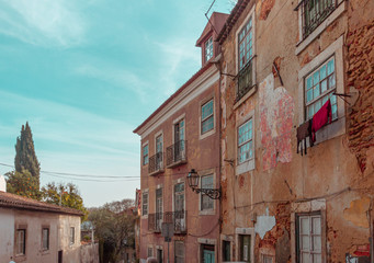 Fototapeta na wymiar Old street in Lisbon, Portugal 