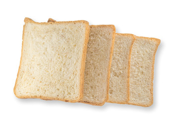 top view of bread slices isolated on white background