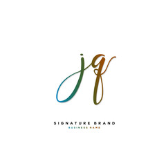 J Q JQ Initial letter handwriting and  signature logo concept design.