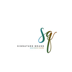 Fototapeta na wymiar S Q SQ Initial letter handwriting and signature logo concept design.