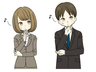 スーツ-口笛を吹く女性・男性