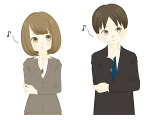 スーツ-口笛を吹く女性・男性