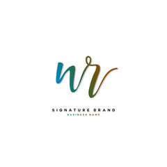 N R NR Initial letter handwriting and  signature logo concept design.