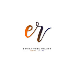 E R ER Initial letter handwriting and  signature logo concept design.