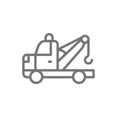 Tow truck line icon. Isolated on white background
