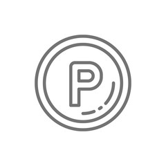 Vector car parking sign allowed line icon.