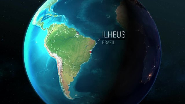 Brazil - Ilheus - Zooming from space to earth