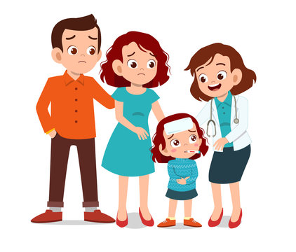 kids with parent doctor examination