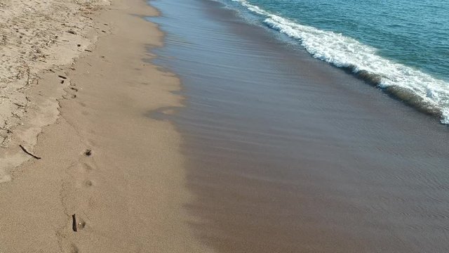 砂浜を散歩する男性