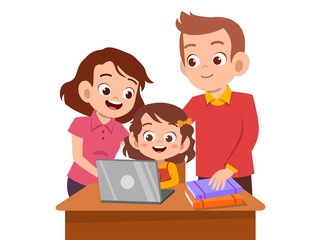 parent help teach kid illustration
