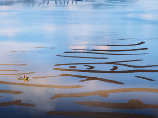 Before and after sunrise at the seaside 