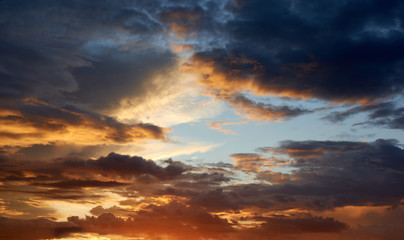 Background of dramatic sky of the sunset