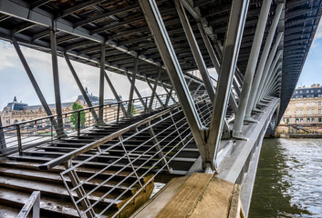 Arch truss structural bridge over the Seine River in Paris