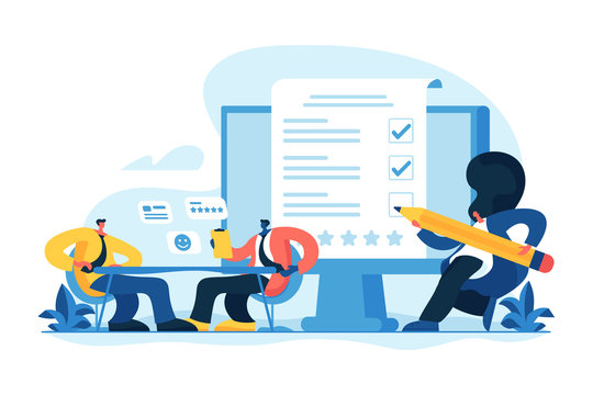 Employment service, recruitment agency. Candidate sourcing, HR interview. Employee evaluation, assessment form and report, performance review concept. Vector isolated concept creative illustration