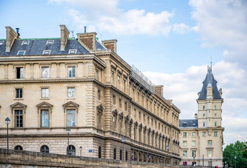 Cityscape with buildings on the Seine embankment in Paris