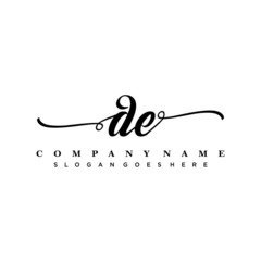 letter DE handwritting logo, handwritten font for business