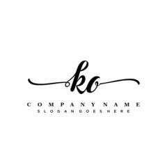 letter KO handwritting logo, handwritten font for business - obrazy, fototapety, plakaty