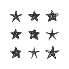 Obraz premium Star doodles collection. Set of hand drawn stars. Ink cartoon illustrations.
