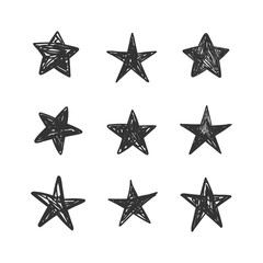 Fototapeta premium Star doodles collection. Set of hand drawn stars. Ink cartoon illustrations.