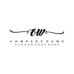 letter OW handwritting logo, handwritten font for business