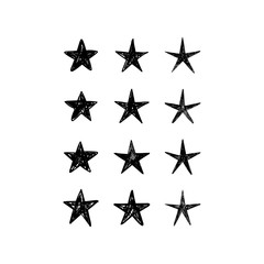 Star doodles collection. Set of hand drawn stars. Ink cartoon illustrations.