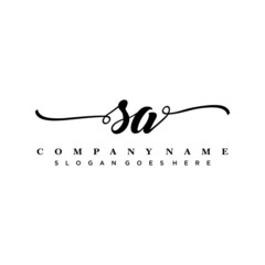 letter SA handwritting logo, handwritten font for business