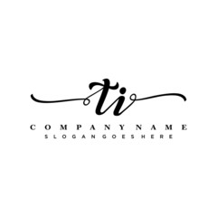 Obraz premium letter TI handwritting logo, handwritten font for business