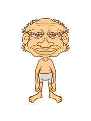 Fototapeta premium großer kopf alter mann gesicht lustig comic cartoon clipart design hässlich falten troll goblin