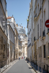 Narrow cozy Parisian street Aubriot with residential buildings