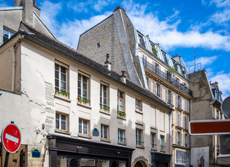 Old stone houses with residential attics in Paris