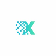 X Letter pixel logo design modern template