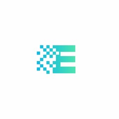 E Letter pixel logo design modern template