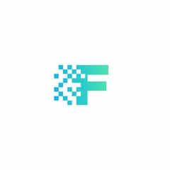 F Letter pixel logo design modern template