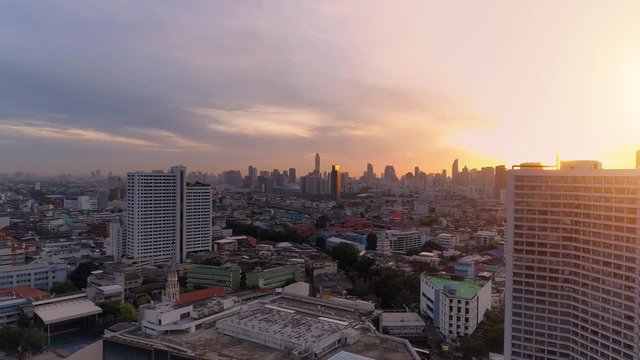 4k Aerial city view of Bangkok downtown, Flying over Bangkok, Thailand.