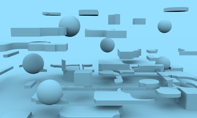 Design brochures background. 3D rendering. Levitation objects
