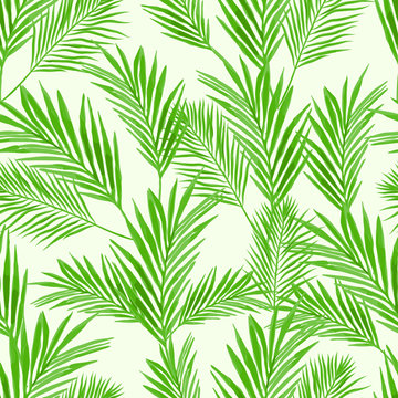 Watercolor palm leaf seamless pattern