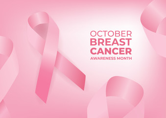 Breast Cancer Awareness Ribbon Background. World Breast Cancer Day concept.