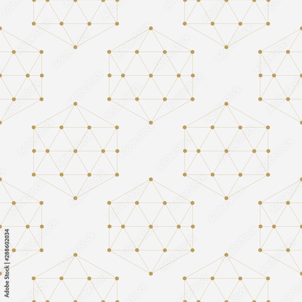 Poster abstract geometric composition with decorative hexagons seamless pattern.