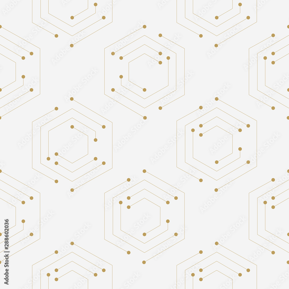 Poster abstract geometric composition with decorative hexagons seamless pattern.