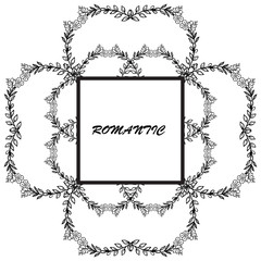 Template for design greeting card romantic, with pattern of flower frame. Vector