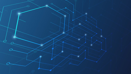 Abstract lines and dots connect background. Technology connection digital data and big data concept.