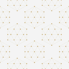 Abstract geometric composition with decorative hexagons seamless pattern.