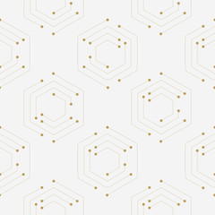 Abstract geometric composition with decorative hexagons seamless pattern.