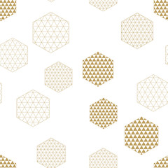 Abstract geometric composition with decorative hexagons seamless pattern.