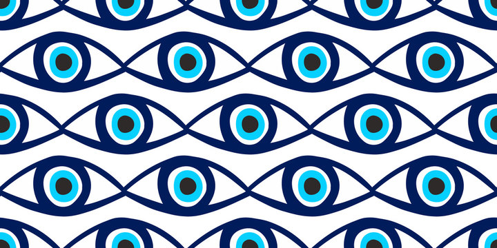 Seamless pattern with eyes magical pattern. Mystical icon hand drawn print. Cartoon style, sign esoteric, inspiration eye.